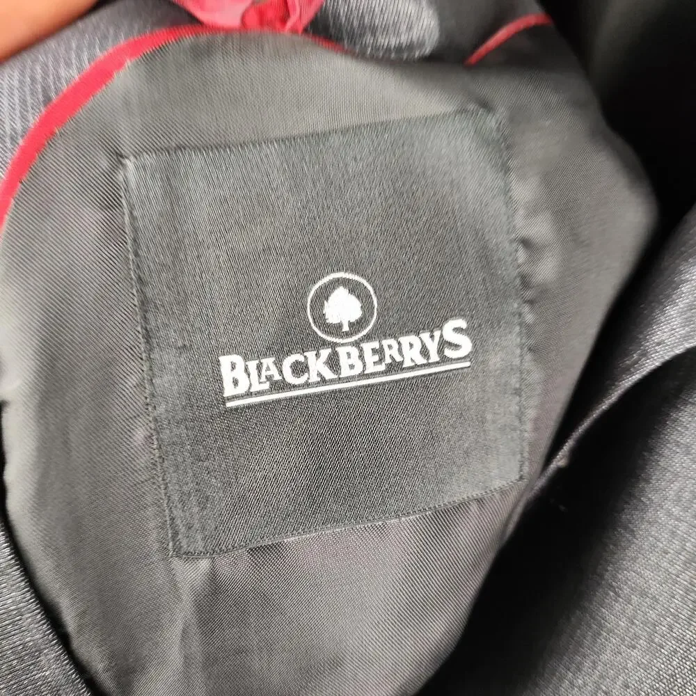 Blackberrys Suit Jacket Mens 42 Gray Check 2 Button Formal Blazer Business